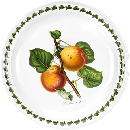 צלחות ארוחת ערב של פורטמיריון פומונה | סט של 6 | ערכת צלחת כלי אוכל קרמיקה | מיקרוגל ומדיח כלים בטוח | מוטיבים שונים של פירות | 10.5 אינץ '| מיוצר באנגליה